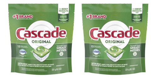 Cascade Original Action Detergente Lavavajillas 15 Tab X2 Un