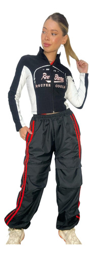 Pantalon Jogger Cargo Con Rayas Y Puños Ajustables Moda