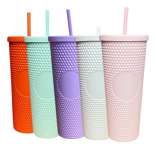 Pack 5 Vasos Popote Tipo Starbucks 24oz Doble Pared Acrílico