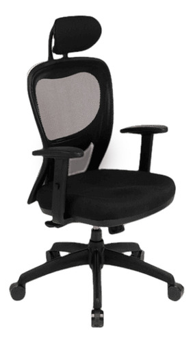 Silla de escritorio Portantino Citiz con cabezal ergonómica  negra con tapizado de tela y mesh