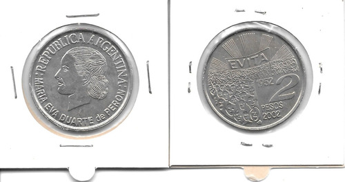 Eva Perón Moneda De 2 Pesos Año 2002 - Sin Circular!