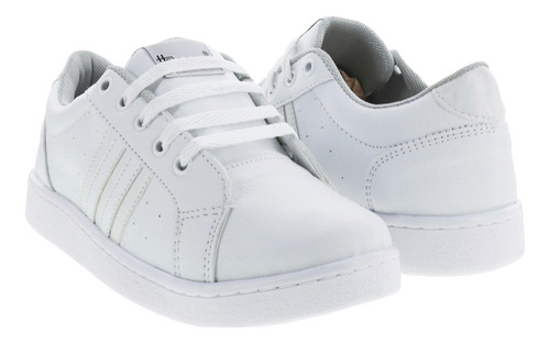 Tenis Casuales Color Blanco Con Lineas Laterales Mujer Erez