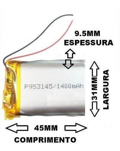 Bateria 3,7v 2 Fios Mp4 1400 Mah