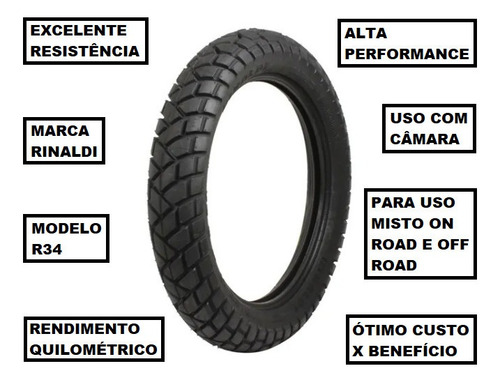 Pneu Rinaldi Traseiro 110/90-17 R34 Nxr 125 / 150 Bros