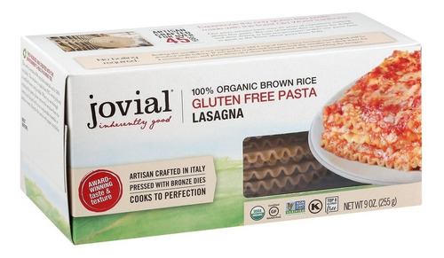 Jovial Pasta Lasagna Orgánica Sin Gluten 255g