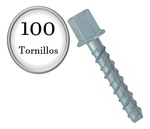 100 Tornillos Para Concreto 3/8-16 Unc X 1-9/16 X ¼ P