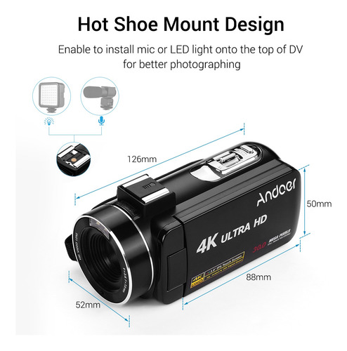 Andoer 4k Ultra Hd Handheld Dv Video Digital Profesional