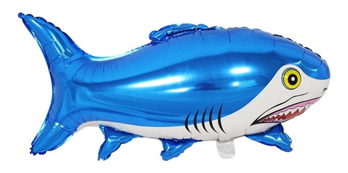 Balão Metalizado Tubarão Azul 78*37cm  - Kit C/ 10 Balões
