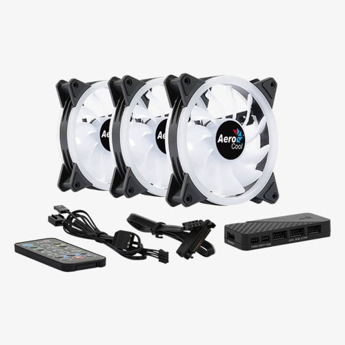 Imagen 4 de 4 de Kit Aerocool Duo 12 Pro Argb 3 Coolers Controladora Control