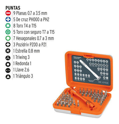 Imagen 2 de 7 de 14163 Truper Juego Desarmadores Intercambiables 42 Piezas