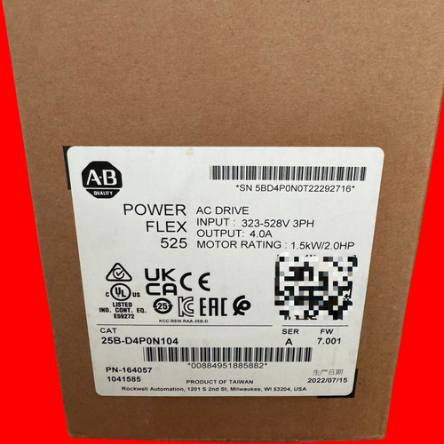 Allen Bradley 25b-d4p0n104 Powerflex 525 2hp 440v 3ph
