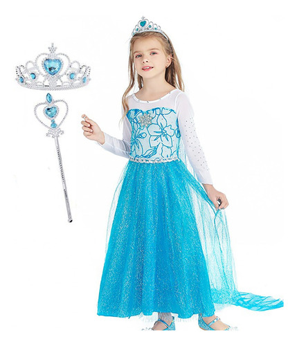  Disfraz Frozen Elsa Princesa Vestido Niña Cosplay Halloween Niña Fiesta Y Varita Corona Regalos De Halloween Regalos Del Día Del Niño Fiesta De Cumpl