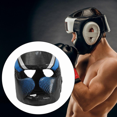 Casco De Boxeo, Protección Facial Completa, Equipo Azul M