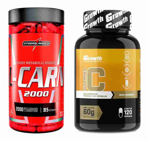 L-carn 120 Caps Integral + Vitamina C 120 Caps Growth