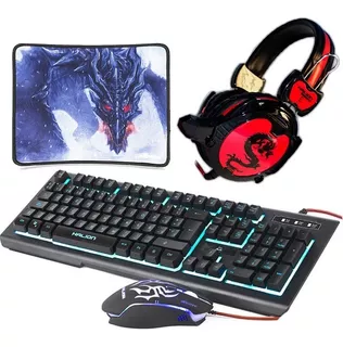 Kit Gamer Mirage 4 En 1 Teclado + Mouse + Audífono + Pad