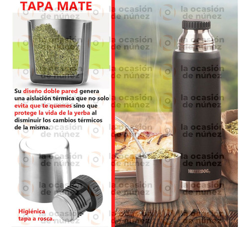 Imagen 3 de 7 de Termo Bala Waterdog 750 Acero Inoxidable Camping Mate
