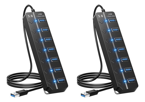 2 Separadores De 7 Puertos Usb, Adaptador Usb 3.0 De Múltipl