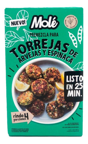 Imagen 1 de 6 de Torrejas De Arvejas Y Espinacas - Mole Premezcla 200gr
