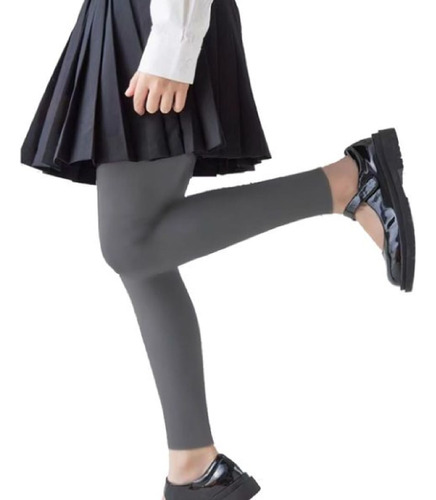 Pack 2 Calzas Niña Polar Stretch Escolar Gris Colegio