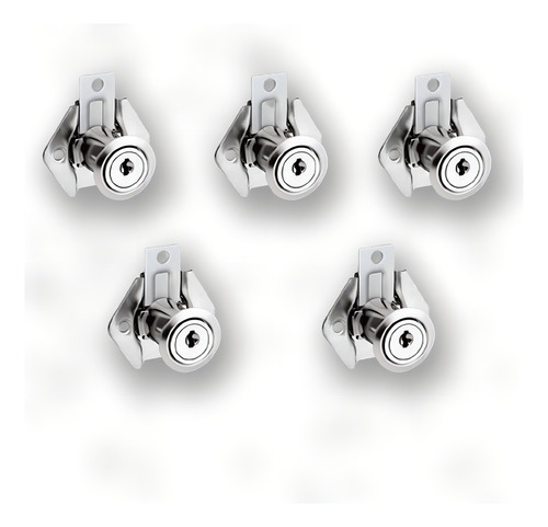 Fechadura Stam 301 Inox 22mm Stam 5 Pcs Para Móveis Gavetas Armários