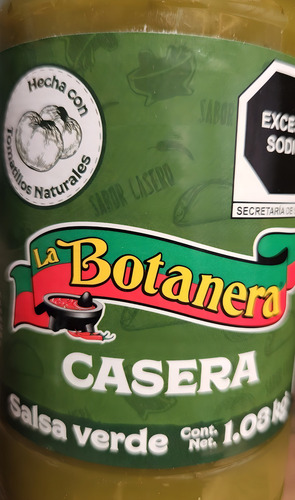 Salsa Verde Casera Tomatillo Natural La Botanera 1.08 Kg