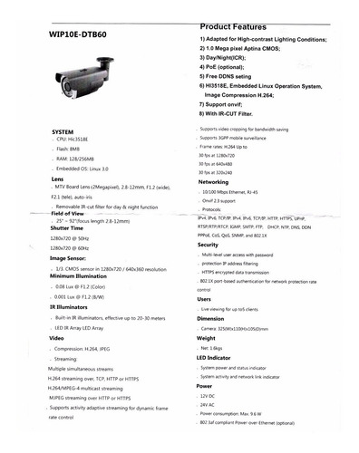 Imagen 3 de 6 de Camara Ip 1megapixel,varifocal, 720p ,72led ,h264 Onvif