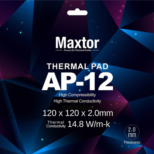 Pad Térmico Maxtor Ap-12 120x120x 2.0mm Rendimiento 14.8w/mk