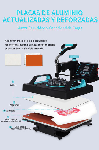 Kit Sublimación 8 En 1 Plancha Para Sublimar Playeras Gorras Con Pista Deslizante Mecolour