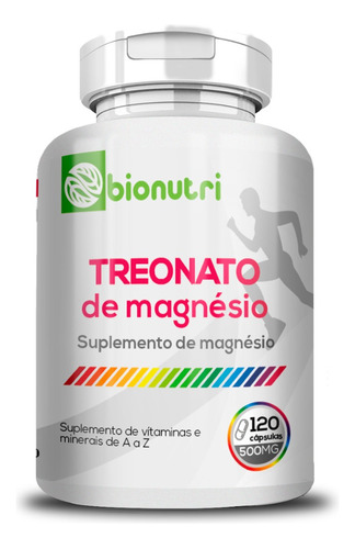 Magnésio De Treonato Puro 120 Cáps 500mg Linha Bionutri Sabor Sem Sabor