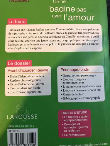 On Ne Badine Pas Avec L Amour- Musset (Usado)