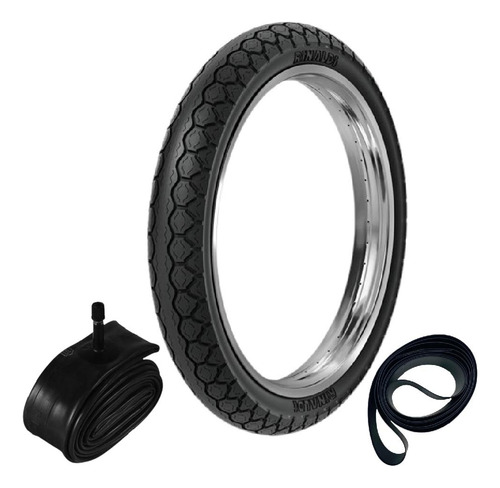 Pneu 90/90-18 57p Pd29 Traseiro Rinaldi + Câmara + Cinta