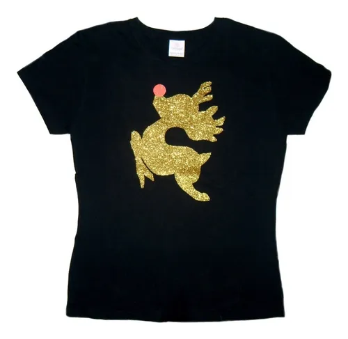 Playera Para Dama Reno Navidad Talla G