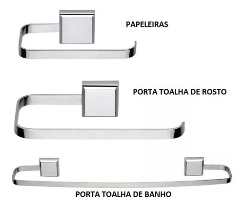 Kit De Acessórios Para Banheiro 3 Peças Linha Luxo