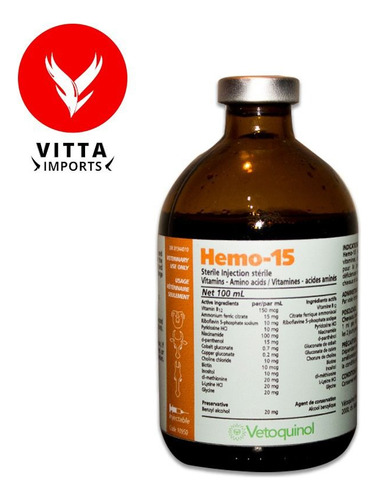 2un Hemo-15 Crescimento Revigorante P/ Potros E Cavalo 100ml