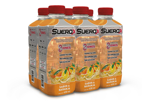 Pack Suerox 06 Bebidas Hidratantes Naranja 630ml C/u