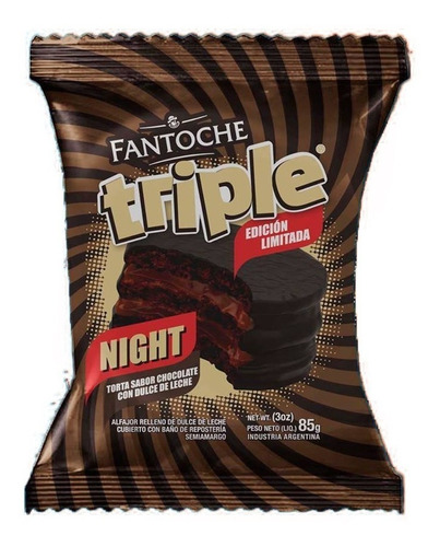 Alfajor Triple Night Fantoche Chocolate Y Dulce De Leche 85g