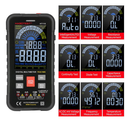 L Multímetro Digital Habotest Ht116 9999 Conta Rms