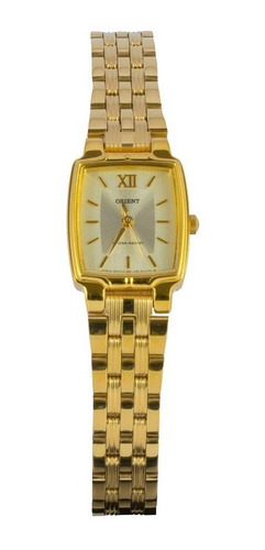 Reloj Rectangular Dorado Fondo Blanco Orient Fublp006c