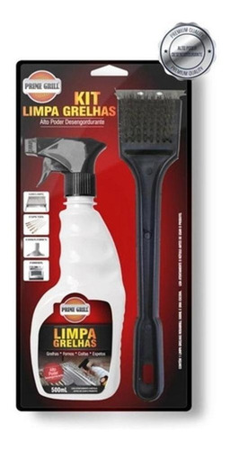 Kit Limpa Grelhas Com Escova De Aço Prime Grill 500ml