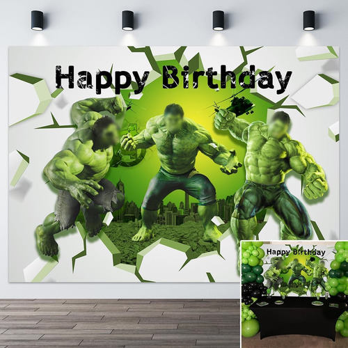 Telón De Fondo Verde De Super Heros Para Fiesta De Cumpleaño