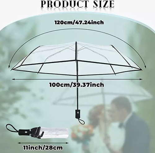 Paraguas Transparente Sombrilla Plegable Automático