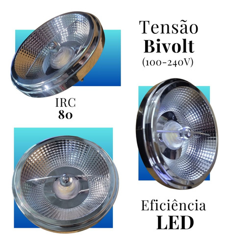 200 Lâmpada Luminária Led Cob Ar111 Classe A 11w Branco Frio