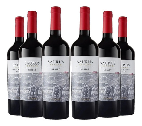 Vino Saurus Merlot Caja X 6 Unidades 750ml Familia Schroeder