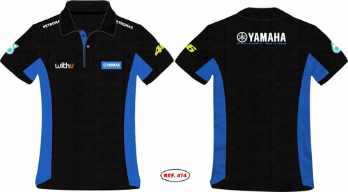 Camisa Polo Yamaha Racing Valentino Logos Bordados Ref.474