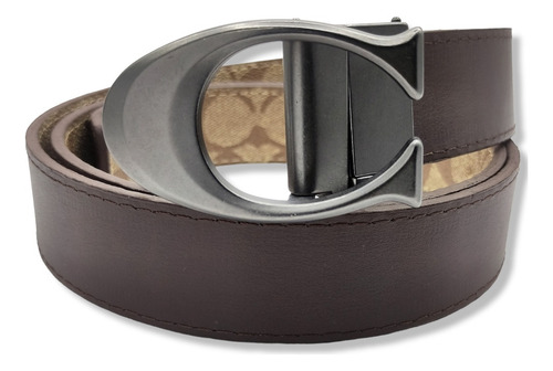 Cinturon Coach Doble Vista Reversible Hombre Mujer Unisex Color Beige Diseño De La Tela Hebilla C Talla M (115cm)
