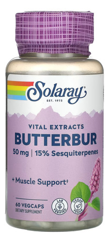 Solaray Extracto De Raíz De Petasites, 50 Mg 60 Vegcaps Sabor Sin Sabor