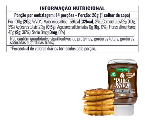 Puro Syrup - Sabor Maple - 280g - Puro E Leve