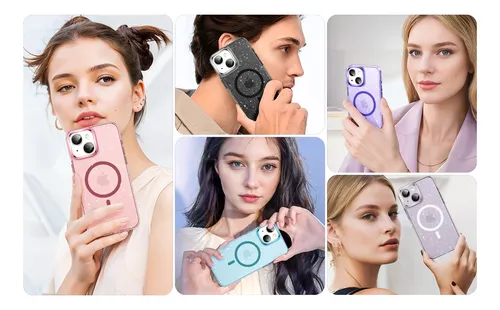 Funda Glitter Transparente Con Magsafe Para iPhone 16
