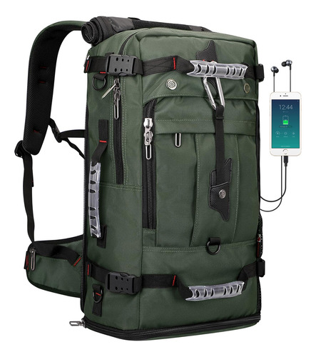 Mochila De Viaje Hombre Convertible 17 Verde Militar