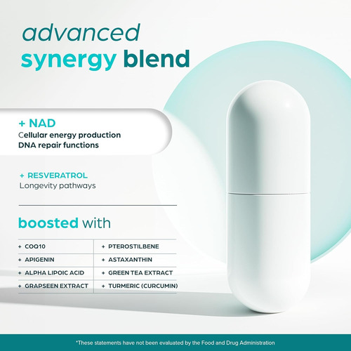Thinbi Suplemento Nad 8457 Mg Nad+ Complex Nmn 60 Capsulas Sin Sabor